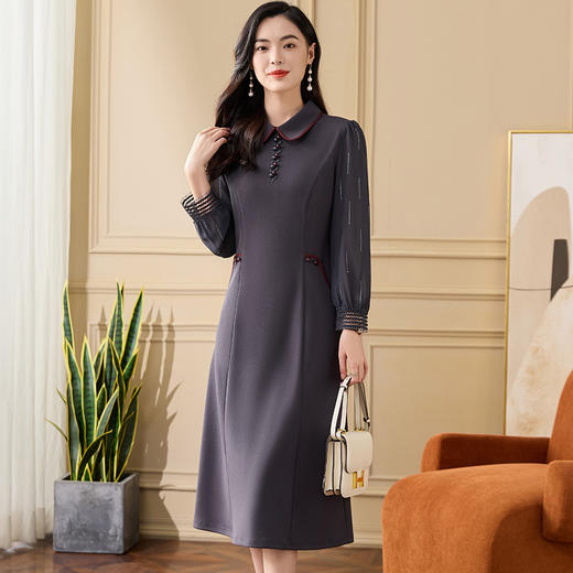 时尚国风长袖裙，中长款A字裙QYM- KED-24L08-Y 商品图0