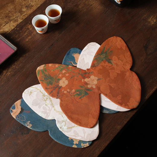 暗香疏影/香云纱/蝴蝶茶垫/真丝香云纱双面设计干泡茶垫茶席29x25cm 商品图0