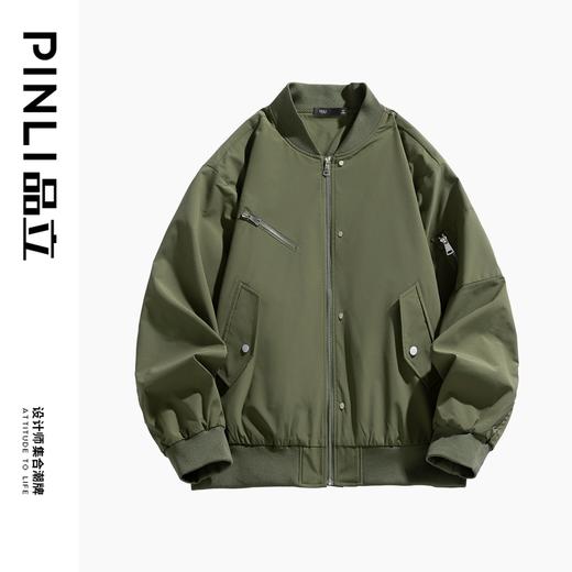 PINLI品立2024秋季新款男士多口袋棒球服宽松立领休闲夹克外套潮GD243104222 商品图3