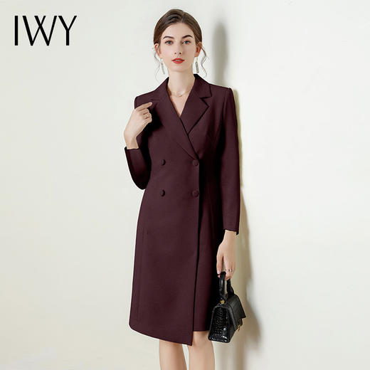 IWY/安哥拉红西装连衣裙长袖修身气质高级显瘦正式场合商务工作服Q824 商品图2