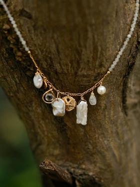 SpoiledBrat Jewelry春意渐变白色系月光石珍珠项链