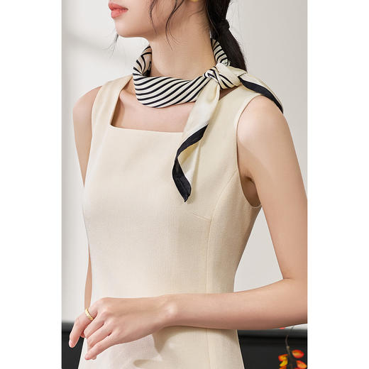 米思阳2026春季新款法式赫本风高端醋酸连衣裙商务白色礼服背心裙 商品图4