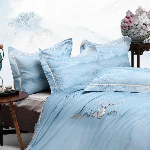 多喜爱山海经 60S贡缎磨绒四件套 竹海听风 商品图1