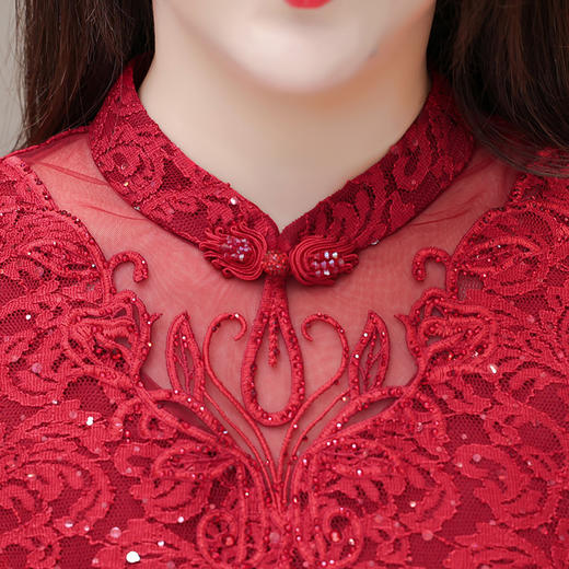 QYM HJY9781-1-Y复古连衣裙时尚旗袍裙蕾丝裙 商品图3