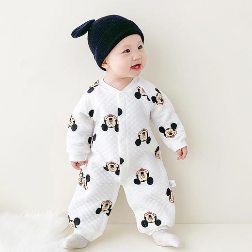 【亲肤柔软，透气舒适，内里夹棉，厚实保暖】初生婴儿衣服秋冬季 宝宝冬装夹棉连体衣 保暖加厚新生儿哈衣爬服潮款-QQ 商品图11