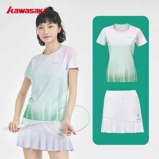 川崎 羽毛球服女款青花瓷速干短裙透气短裙运动T恤 K1C02-A2946/K1C09-A2775 商品图2