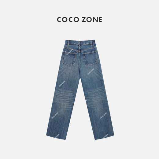 COCO ZONE美式复古爪纹牛仔修身百搭显瘦直筒裤24C10052 商品图1