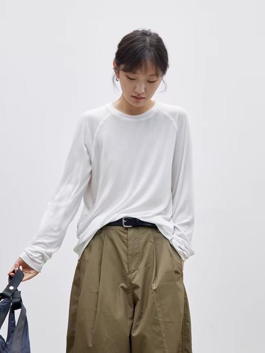 步履不停/4C16065C/圆领柔软薄款羊毛长袖T恤 商品图0