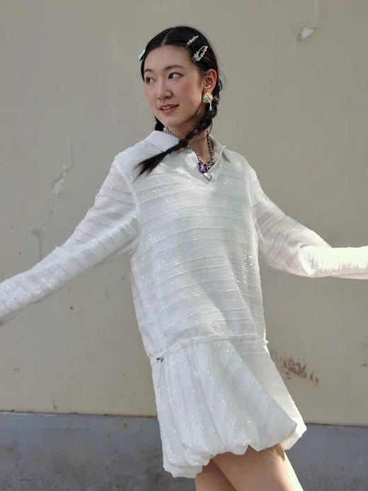 两穿学院风POLO花苞连衣裙 商品图2