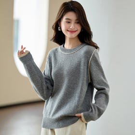 CC-J848秋冬新款针织衫宽松遮肚子慵懒风毛衣打底衫女好看毛茸茸上衣