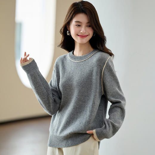 CC-J848秋冬新款针织衫宽松遮肚子慵懒风毛衣打底衫女好看毛茸茸上衣 商品图0