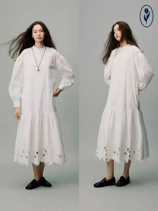 shyshystill/shy202406021/棉质镂空激光雕刻设计感原创花朵图案连衣裙身裙 商品图0