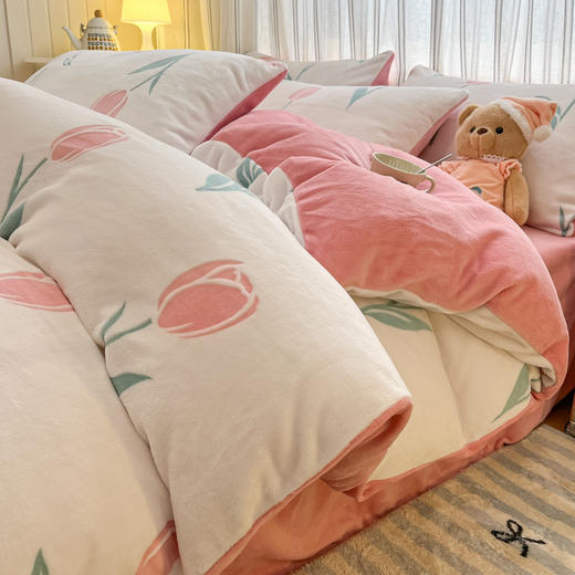 冬季【A类母婴级牛奶绒四件套】保暖加厚雕花加绒双面绒 防静电四件套 商品图13