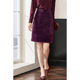 剩S/L/XL 米思阳2026春新款轻奢小香风半身裙高级感紫色一步裙4162