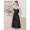 勿忘花黑色气质拼接时尚连衣裙女2024秋季新款假两件收腰显瘦裙子 商品缩略图0