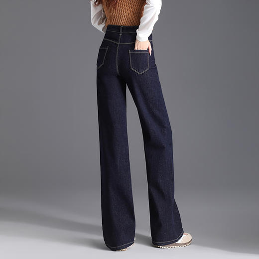 蓝色牛仔裤气质优雅，阔腿裤宽松直筒大码女装长裤QYM-GFL-9667-Y 商品图2