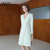IWY/新款简约干练绿色连衣裙女设计感长袖V领职业西装裙名媛女总裁工Q13303  商品缩略图2