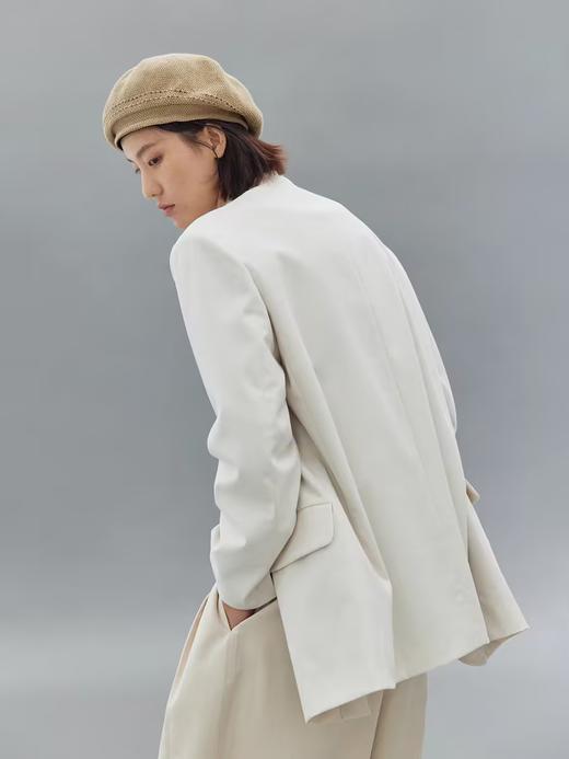 步履不停/4C22021C/微弹顺滑米色蓝格子西装外套上衣 商品图2