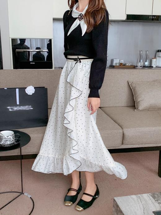 张心子【芭蕾圆舞曲】法式浪漫雪纺波点半身裙中长款女秋装新款裙 U2409061 商品图5