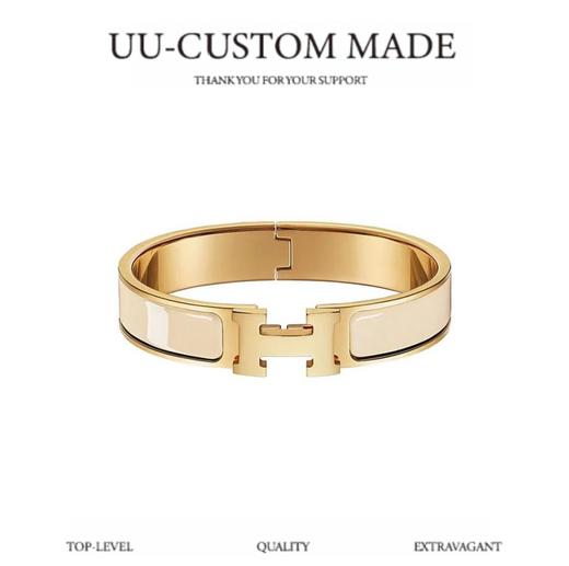 爱马仕Clic-HH标志搭扣手链奶油色手镯男女同款情侣款（SLB） 商品图0