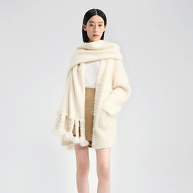 lost in echo2024秋冬新款保暖马海毛麻花流苏羊毛羊绒围巾围脖