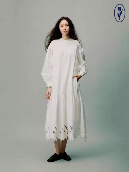 shyshystill/shy202406021/棉质镂空激光雕刻设计感原创花朵图案连衣裙身裙 商品图4