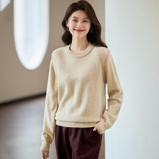 CC-J848秋冬新款针织衫宽松遮肚子慵懒风毛衣打底衫女好看毛茸茸上衣 商品图1