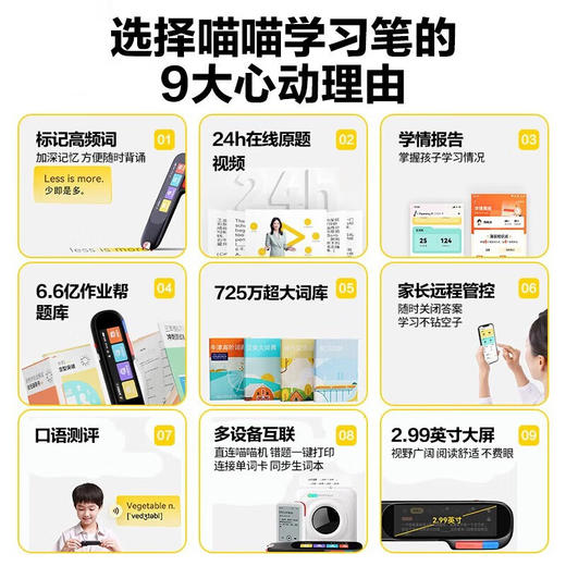 【开学季特惠】作业帮 喵喵机学习笔S1 全科点读笔词典笔英语翻译笔小初高课本同步全科扫题答疑笔电子词典扫描笔 S1标准版贴膜保护套 8GB 商品图2