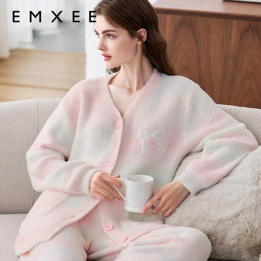 【家居服专场】嫚熙秋冬季孕妇哺乳睡衣保暖仿貂毛半边绒月子服加绒加厚家居服 商品图6