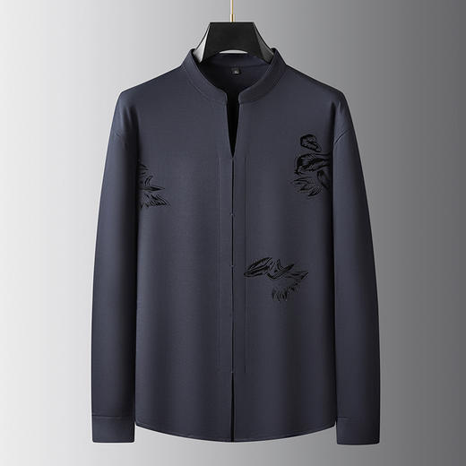 【中国风】【新款DDA】大依优型大码长袖衬衫翻领加肥加大肥佬休闲商务宽松透气上衣 商品图0