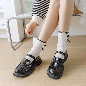 【独立包装】酷艾妮花边薄款中筒袜 可爱波点袜子 全棉透气 复古芭蕾风 温柔系蝴蝶结百搭