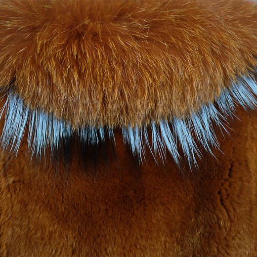 SIM GRACE 优雅夫人 进口西班牙獭兔毛狐狸毛镶银狐毛边短款外套 商品图4