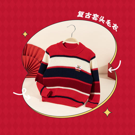 纯棉撞色儿童毛衣2024年春秋新款男中小童时尚针织衫洋气线衫ZB3DS056 商品图5