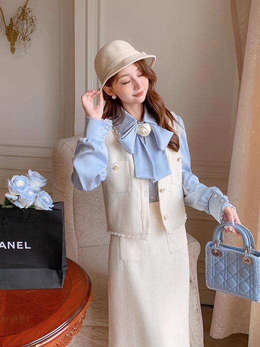 张心子【纽约日报】英伦范小香风马甲套装裙女秋冬上衣裙子两件套 U2409054 商品图5