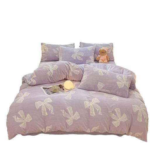 冬季【A类母婴级牛奶绒四件套】保暖加厚雕花加绒双面绒 防静电四件套 商品图4