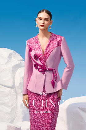 4202046 烟花粉黛 高级亮丝斜纹 进口双色亮片外套 雾境