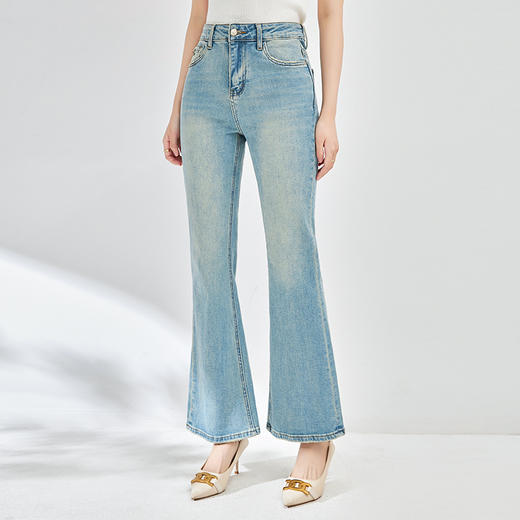 精致简约绣花温柔气质名媛弹力小个子牛仔裤WLZD-2405309 商品图1