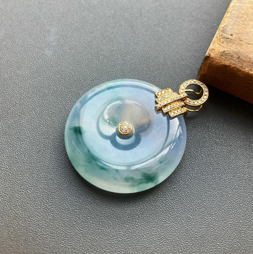 高冰种紫罗兰飘花翡翠平安扣18k黄金钻石镶嵌 商品图1