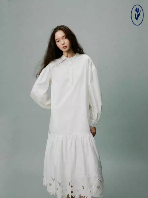 shyshystill/shy202406021/棉质镂空激光雕刻设计感原创花朵图案连衣裙身裙 商品图1