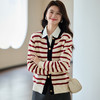 CC-J863秋装新款经典条纹拼色休闲针织开衫小众显瘦气质上衣潮ins女 商品缩略图0