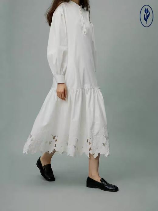 shyshystill/shy202406021/棉质镂空激光雕刻设计感原创花朵图案连衣裙身裙 商品图3