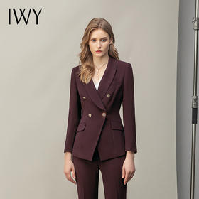 IWY/秋冬款安哥拉红西装套装女气质时尚干练职场接待西服外套C14105+P34105 