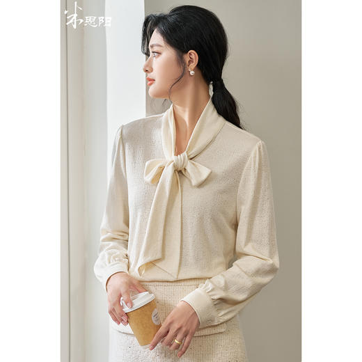 米思阳2025秋季新款通勤百搭设计感衬衫重工提花肌理感上衣女4265 商品图0