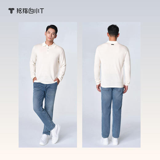 会员-拇指白小T高支精纺羊绒长袖POLO无我系列 商品图2
