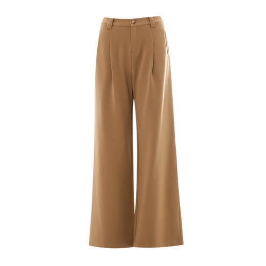 EITIE爱特爱利落干练显瘦阔腿深卡其高腰简约休闲裤秋季新款C2405408 商品图10