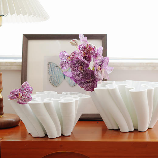 现代装饰陶瓷花瓶白色感摆件插花创意花盆入户玄关 商品图2