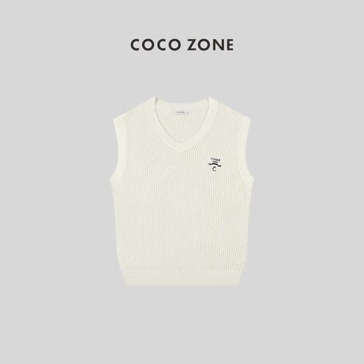COCO ZONE 针织V领修身显瘦马甲镂空设计上衣 23C18844 商品图1