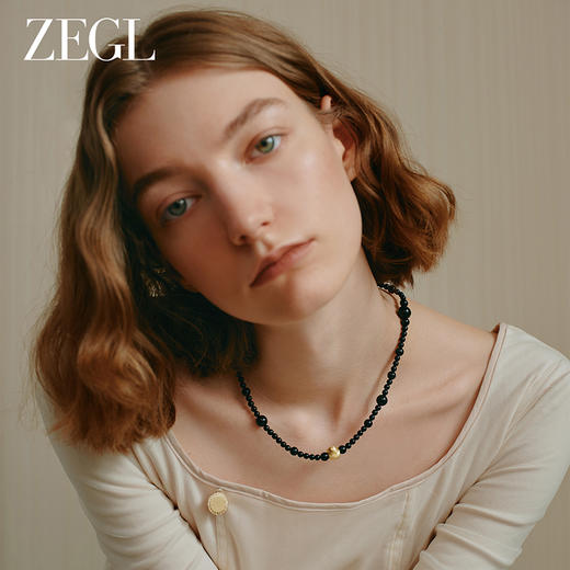 ZEGL设计师落日鎏金系列黑玛瑙项链女款2024新款轻奢小众串珠配饰 商品图2
