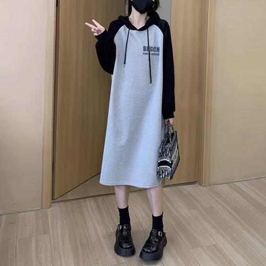 裁缝学苑AQ357长款卫衣裙纸样女装新款连帽插肩袖长袖过膝连衣裙版型 商品图5