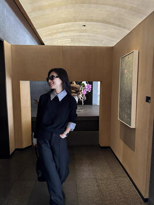 衬衫拼接气质毛衣 商品图0